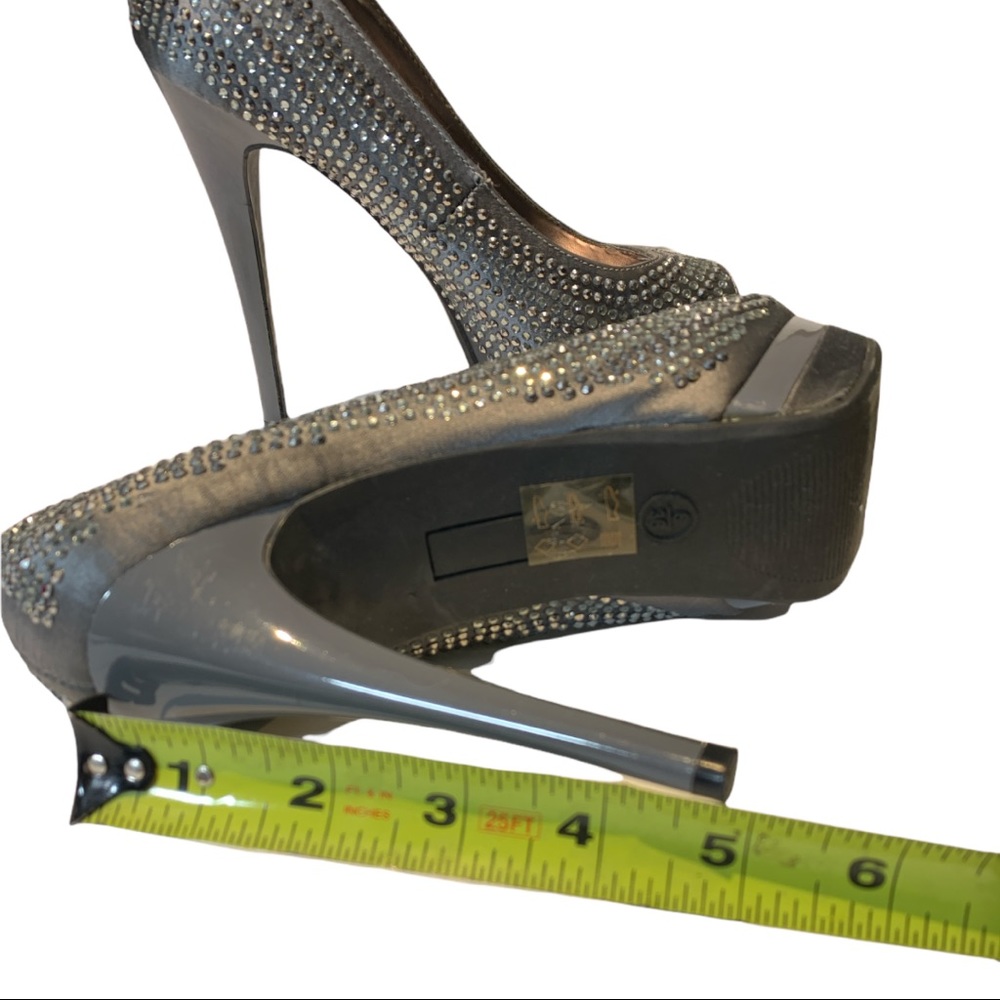 Lechateau Grey Embellished Rhinestone Shoes - Picture 9 of 11